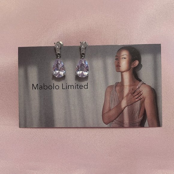 925 Sterling Silver Elegant Lab Diamonds Water Drop Earrings - Picture 8 of 14